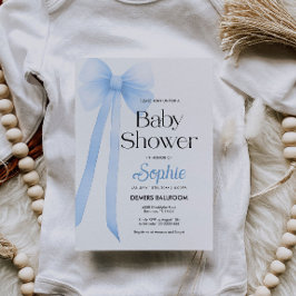 Blue Coquette Bow Baby shower Uitnodiging