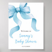 Blue Coquette Bow Baby shower Welkomstbord Poster (Voorkant)