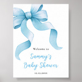 Blue Coquette Bow Baby shower Welkomstbord Poster