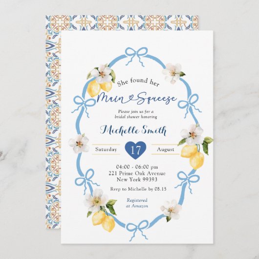 Blue Coquette Bow Blue Lemon Main Squeeze Kaart (Voorkant / Achterkant)