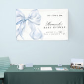 Blue Coquette Bow Boy Baby Shower Welcome Sign Spandoek (Beurs)