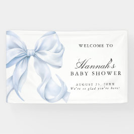 Blue Coquette Bow Boy Baby Shower Welcome Sign Spandoek