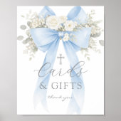 Blue Coquette Bow Cards and gifts Baptism Poster (Voorkant)