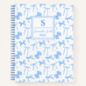 Blue Coquette Bow Custom Name Notitieboek (Voorkant)