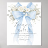 Blue Coquette Bow Diaper raffle Baby shower Poster (Voorkant)