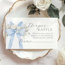 Blue Coquette Bow Diaper raffle ticket Informatiekaartje
