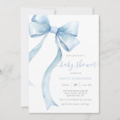 Blue Coquette Bow Gingham Boy Baby shower Kaart (Voorkant)