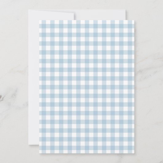 Blue Coquette Bow Gingham Boy Baby shower Kaart (Achterkant)