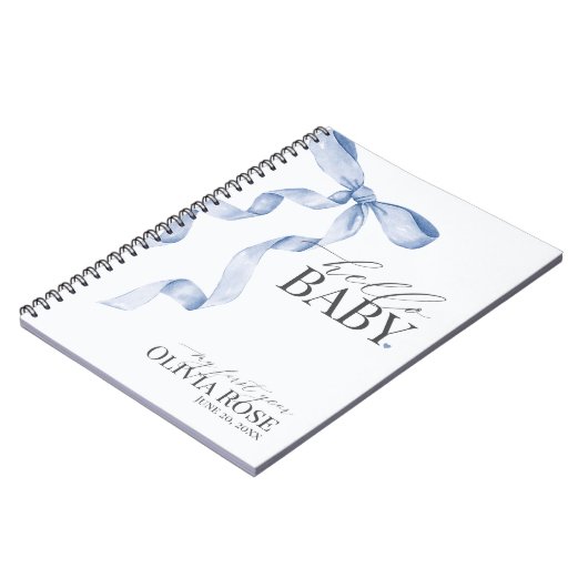 Blue Coquette Bow Girl Baby Gift Mijn eerste jaar Notitieboek (Linkerzijde)