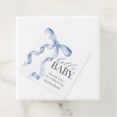 Blue Coquette Bow Girl Baby shower Bedankjes Labels (In situ)