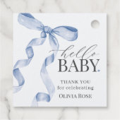 Blue Coquette Bow Girl Baby shower Bedankjes Labels (Achterkant)