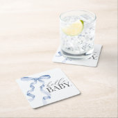 Blue Coquette Bow Girl Baby shower Decor Kartonnen Onderzetters (Insitu)