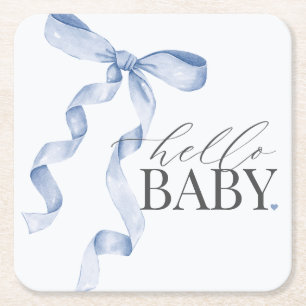 Blue Coquette Bow Girl Baby shower Decor Kartonnen Onderzetters