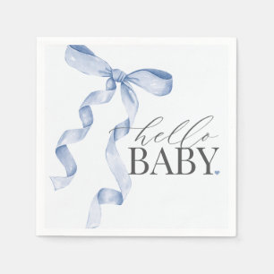 Blue Coquette Bow Girl Baby shower Decor Servet