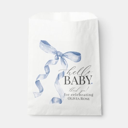 Blue Coquette Bow Girl Baby shower Dessert Bedankzakje (Voorkant)