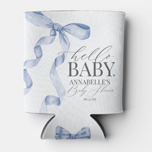Blue Coquette Bow Girl Baby shower Dessert Favors Blikjeskoeler (Voorkant)