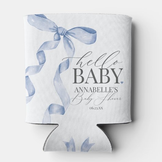 Blue Coquette Bow Girl Baby shower Dessert Favors Blikjeskoeler (Achterkant)