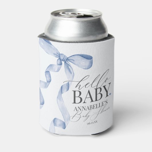 Blue Coquette Bow Girl Baby shower Dessert Favors Blikjeskoeler (Blikje Achterkant)