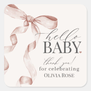 Blue Coquette Bow Girl Baby shower Favoriet Vierkante Sticker