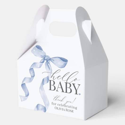 Blue Coquette Bow Girl Baby shower Gift Bedankdoosjes (Voorkant)