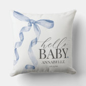 Blue Coquette Bow Girl Baby shower Gift Kussen (Achterkant)
