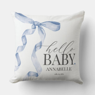 Blue Coquette Bow Girl Baby shower Gift Kussen