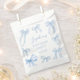 Blue Coquette Bow Girl Verjaardagsfeestje Bedankzakje
