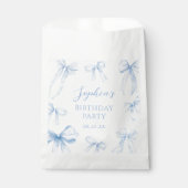 Blue Coquette Bow Girl Verjaardagsfeestje Bedankzakje (Voorkant)