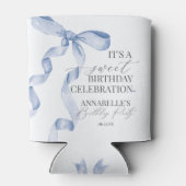 Blue Coquette Bow Girl Verjaardagsfeestje Favoriet Blikjeskoeler (Achterkant)