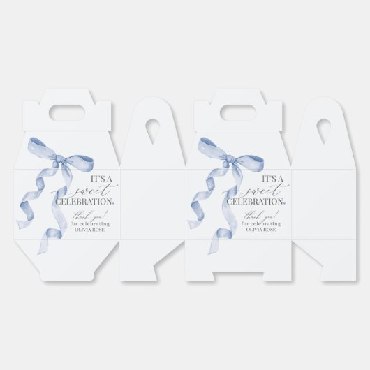 Blue Coquette Bow Girl Verjaardagsfeestje Gift Bedankdoosjes (Ongevouwen)