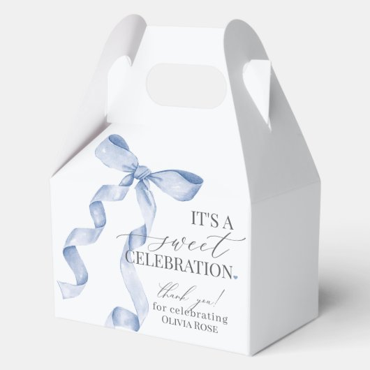 Blue Coquette Bow Girl Verjaardagsfeestje Gift Bedankdoosjes (Achterkant)