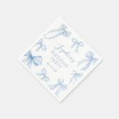 Blue Coquette Bow Girl Verjaardagsfeestje Servet (Hoek)
