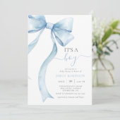 Blue Coquette Bow Het is een Boy Baby shower Gingh Kaart (Staand voorkant)