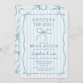 Blue Coquette Bow Het Vrijgezellenfeest van de Kno Kaart (Voorkant / Achterkant)