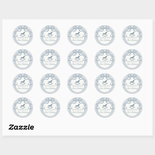Blue Coquette Bow Horse Birthday Envelope Seal Ronde Sticker (Vel)