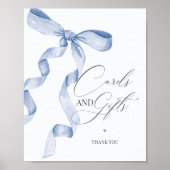 Blue Coquette Bow Kaarten en geschenken Party Deco Poster (Voorkant)