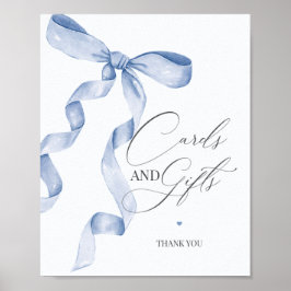 Blue Coquette Bow Kaarten en geschenken Party Deco Poster