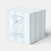 Blue Coquette Bow Pastel Baby shower Dessert Bedankdoosjes (Achterkant)