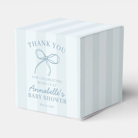 Blue Coquette Bow Pastel Baby shower Dessert Bedankdoosjes (Achterkant)