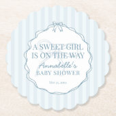 Blue Coquette Bow Pastel Baby shower Kartonnen Onderzetters (Voorkant)