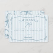 Blue Coquette Bow Pastel Baby shower Luier Raffle Informatiekaartje (Voorkant / Achterkant)