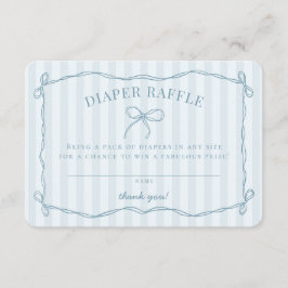 Blue Coquette Bow Pastel Baby shower Luier Raffle Informatiekaartje