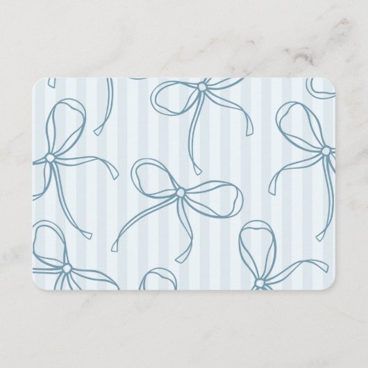 Blue Coquette Bow Pastel Baby shower Registry Informatiekaartje (Achterkant)