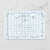 Blue Coquette Bow Pastel Baby shower Registry Informatiekaartje (Voorkant)