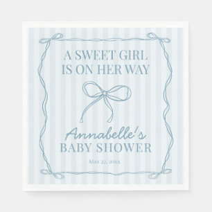 Blue Coquette Bow Pastel Baby shower Tafeldecor Servet