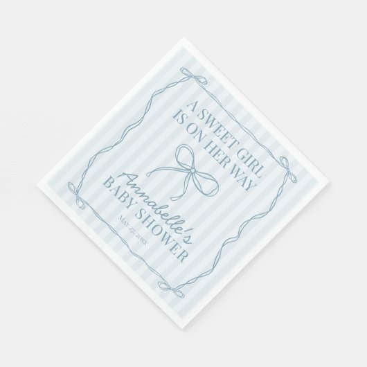 Blue Coquette Bow Pastel Baby shower Tafeldecor Servet (Hoek)