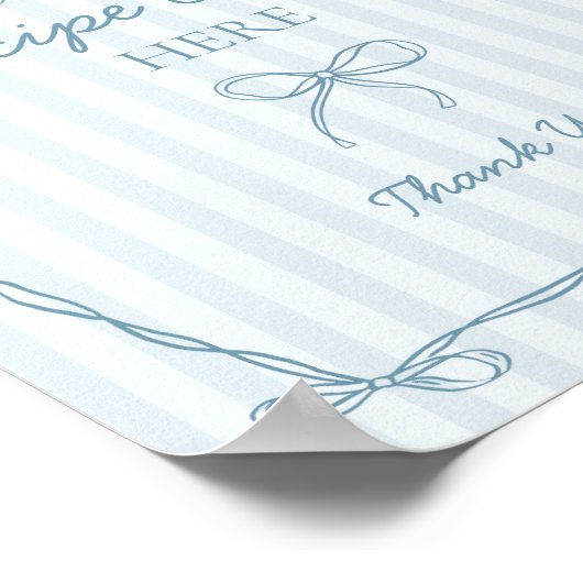 Blue Coquette Bow Pastel Deel een Recept Bruids Poster (Hoek)