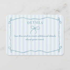 Blue Coquette Bow Pastel Details Uitnodiging Invoe Informatiekaartje