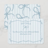 Blue Coquette Bow Pastel Details Uitnodiging Invoe Informatiekaartje (Voorkant / Achterkant)