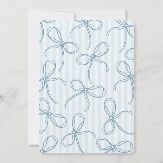 Blue Coquette Bow Pastel Gestreept Baby shower Kaart (Achterkant)